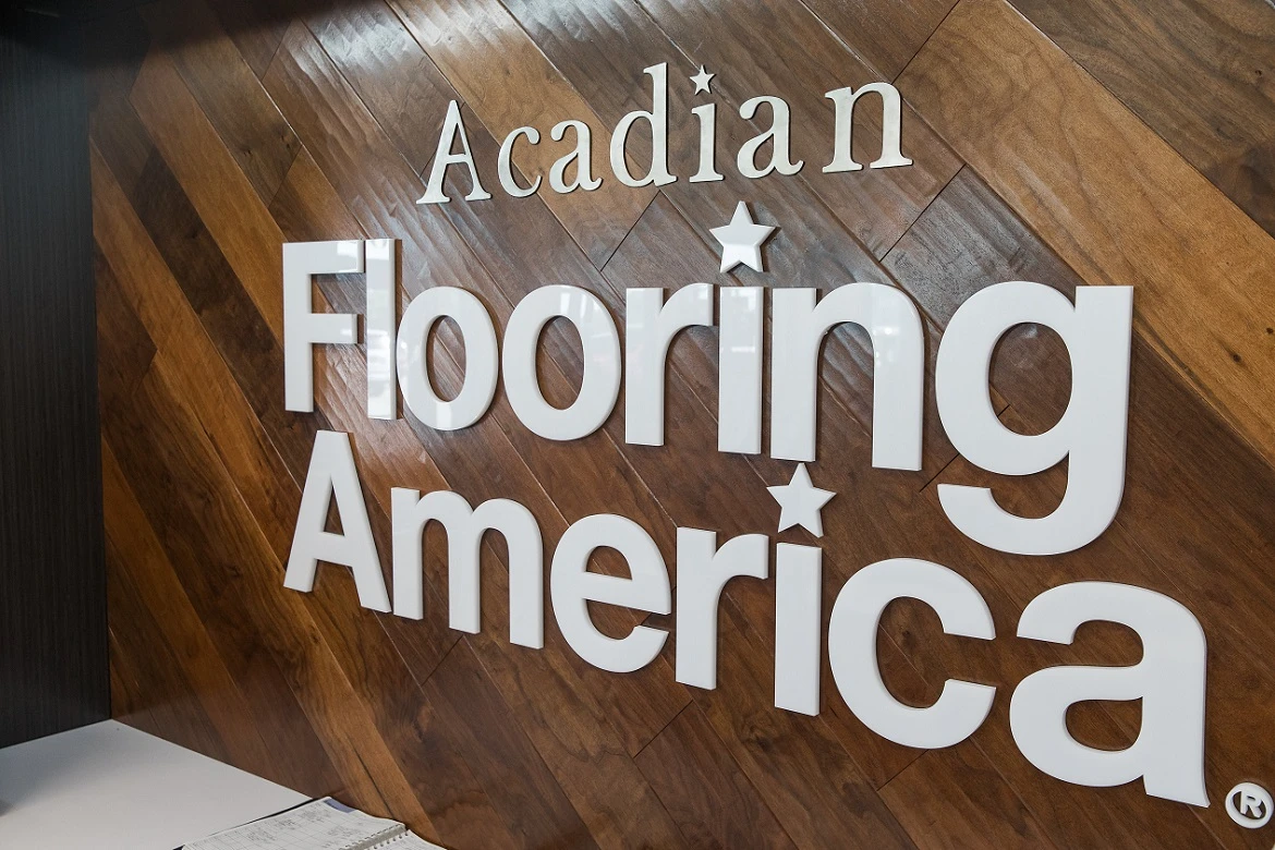 Acadian Flooring America hardwood signage