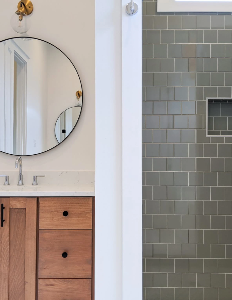Luxury porcelain shower tile remodel by Acadian Flooring America