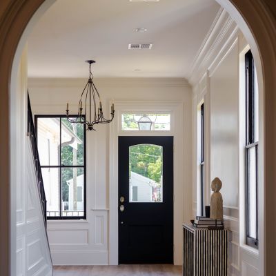 blue tile custom shower installation
