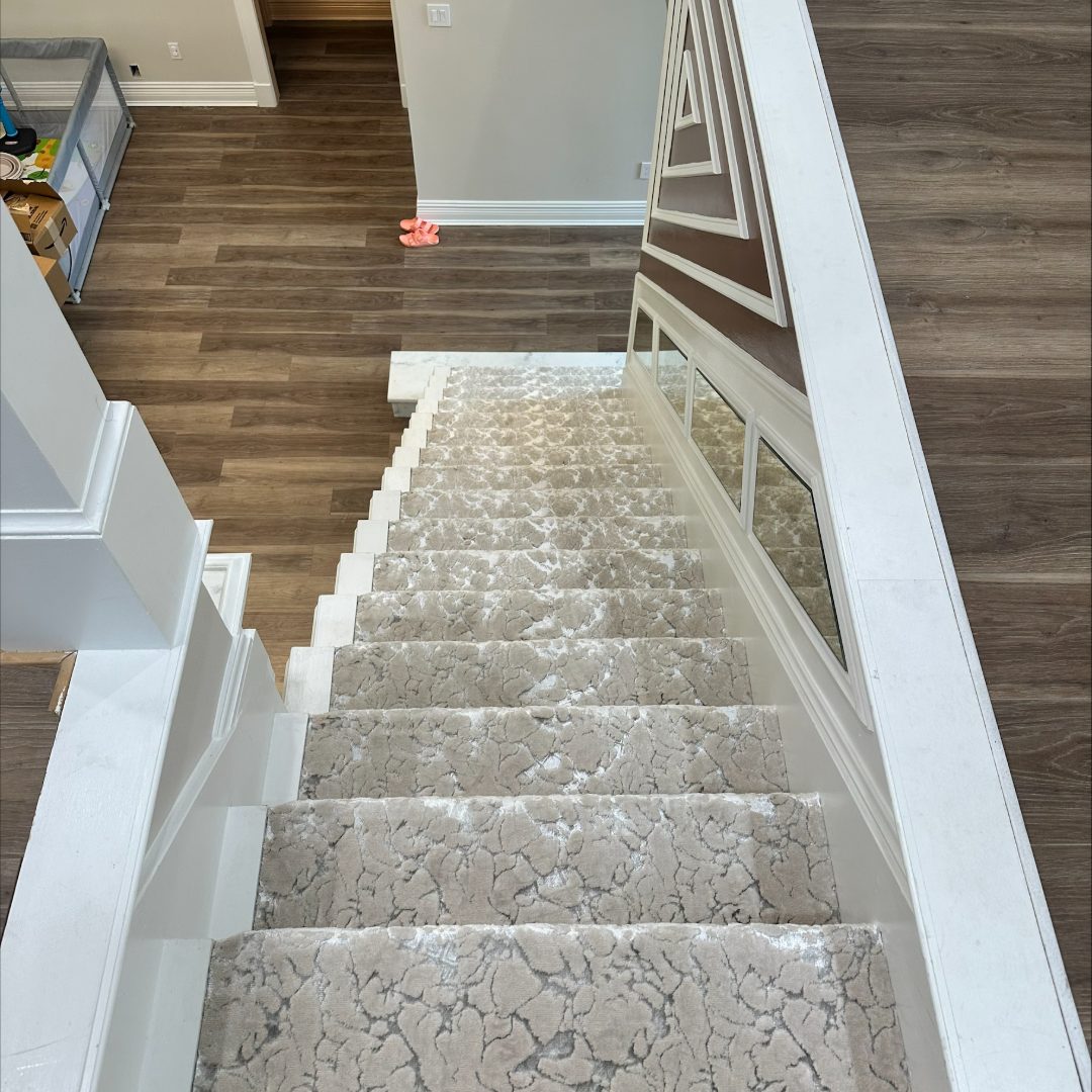 Custom carpet stair runners installation