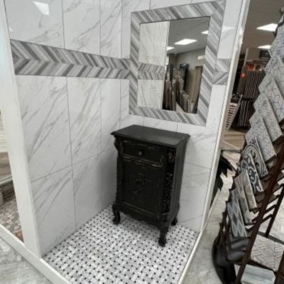 tile shower display at Acadian Flooring America