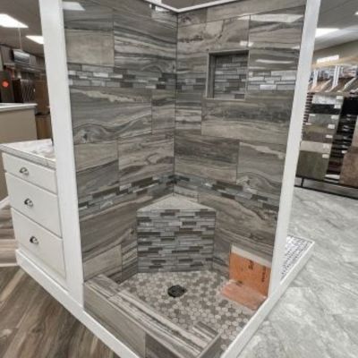 tile shower display at Acadian Flooring America
